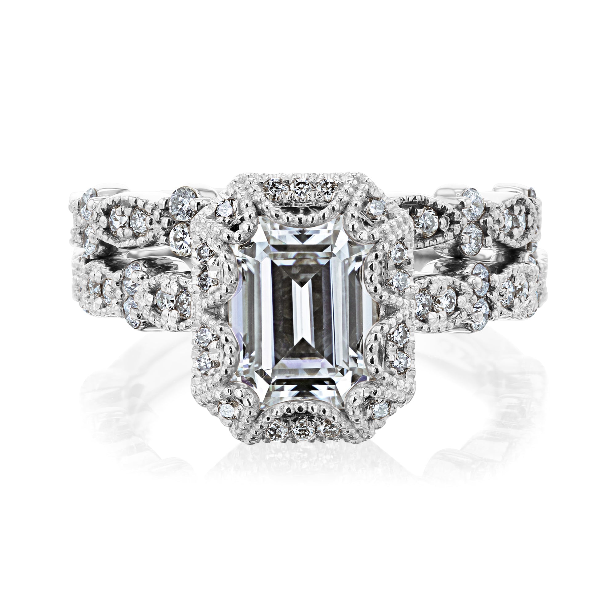 Kobelli 1.75ct Emerald Moissanite Bridal Set
