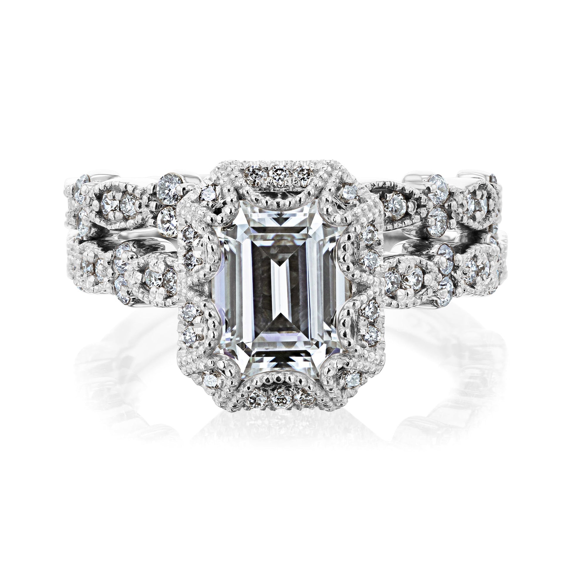 Kobelli 1.75ct Emerald Moissanite Bridal Set