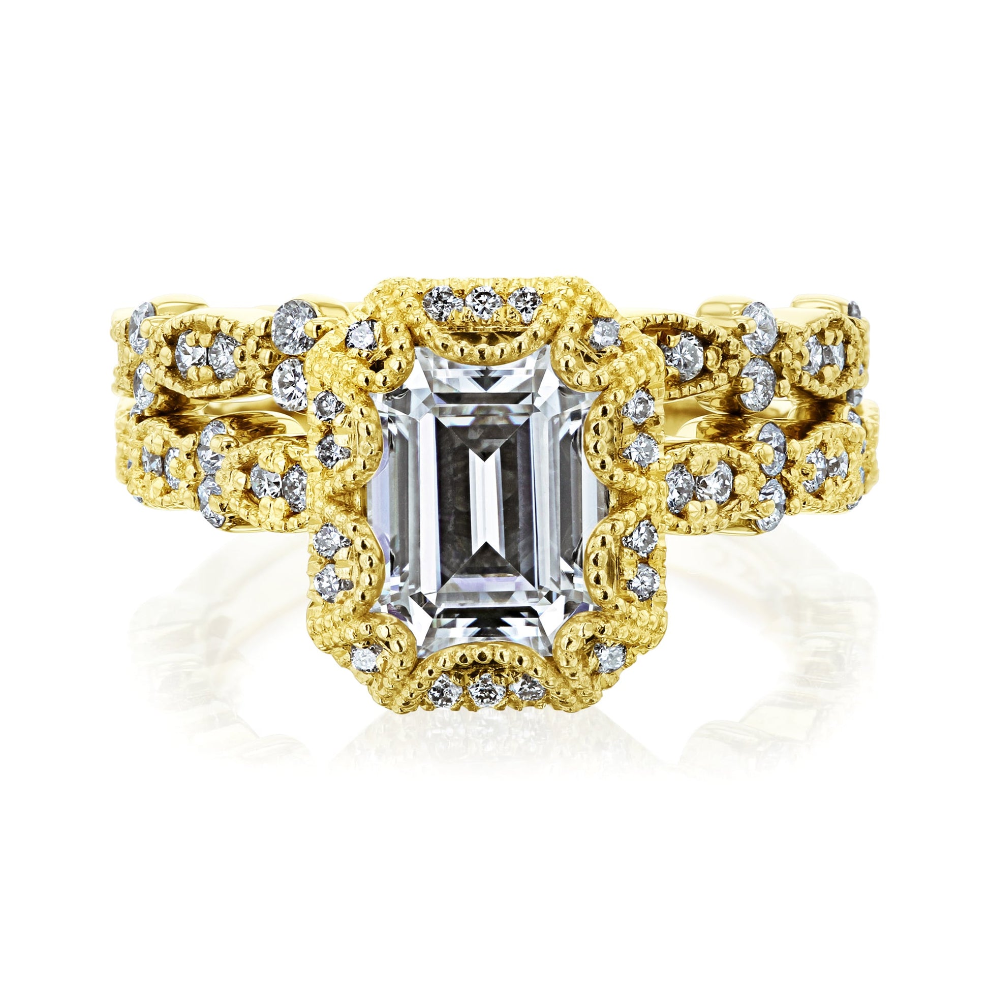 Kobelli 1.75ct Emerald Moissanite Bridal Set