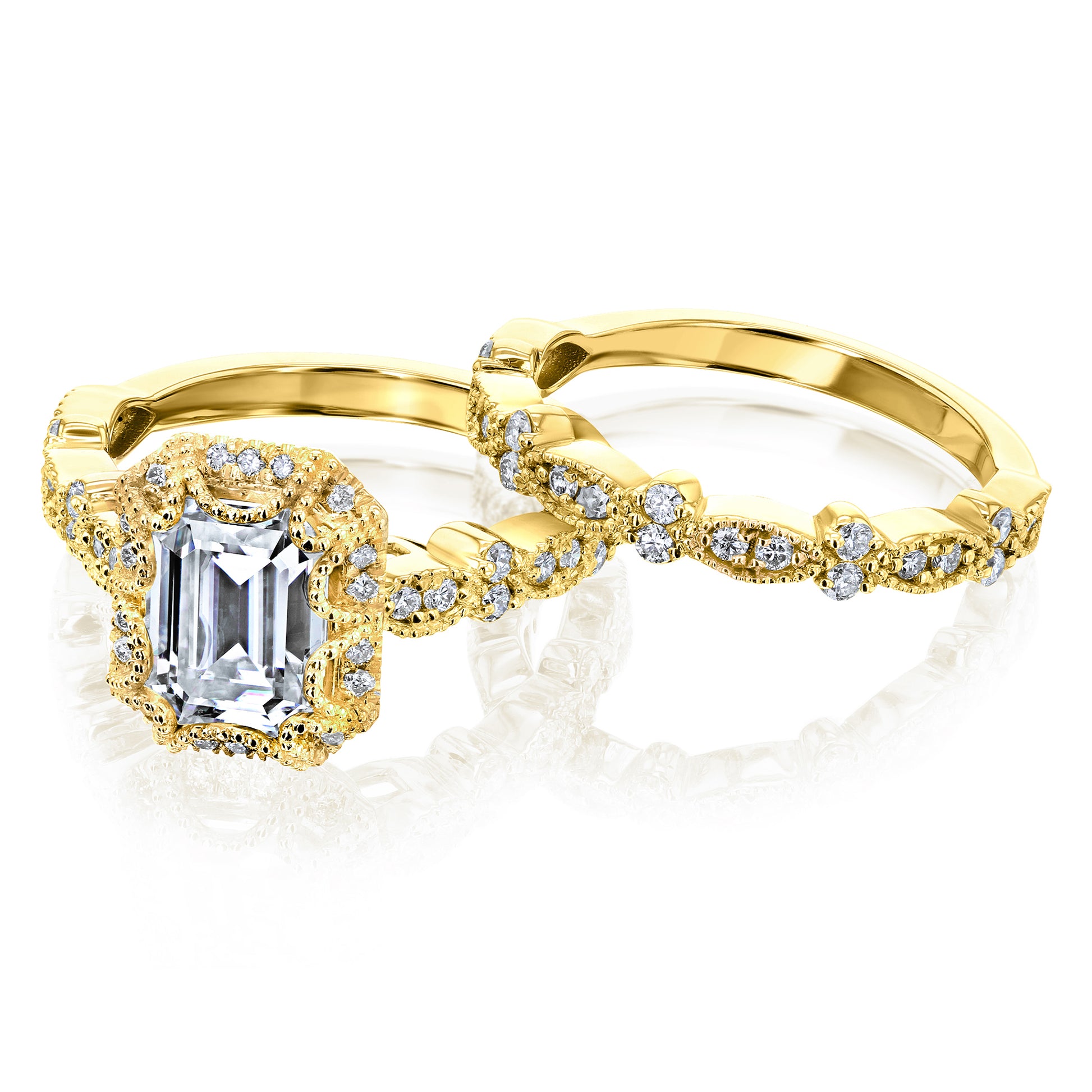 Kobelli 1.75ct Emerald Moissanite Bridal Set