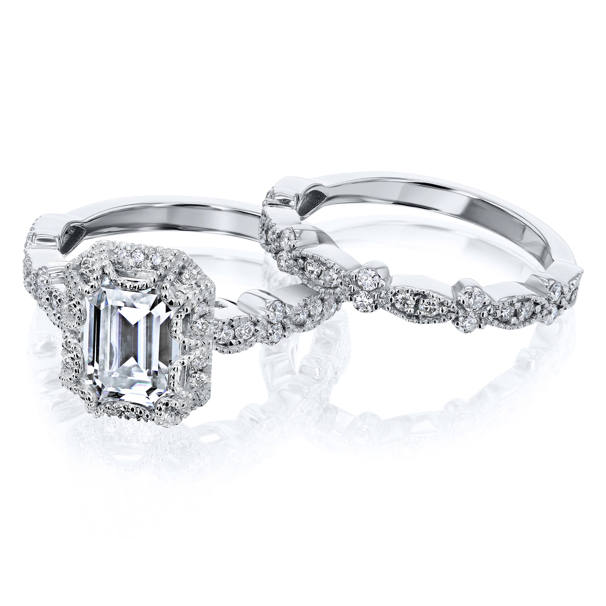 Kobelli 1.75ct Emerald Moissanite Bridal Set