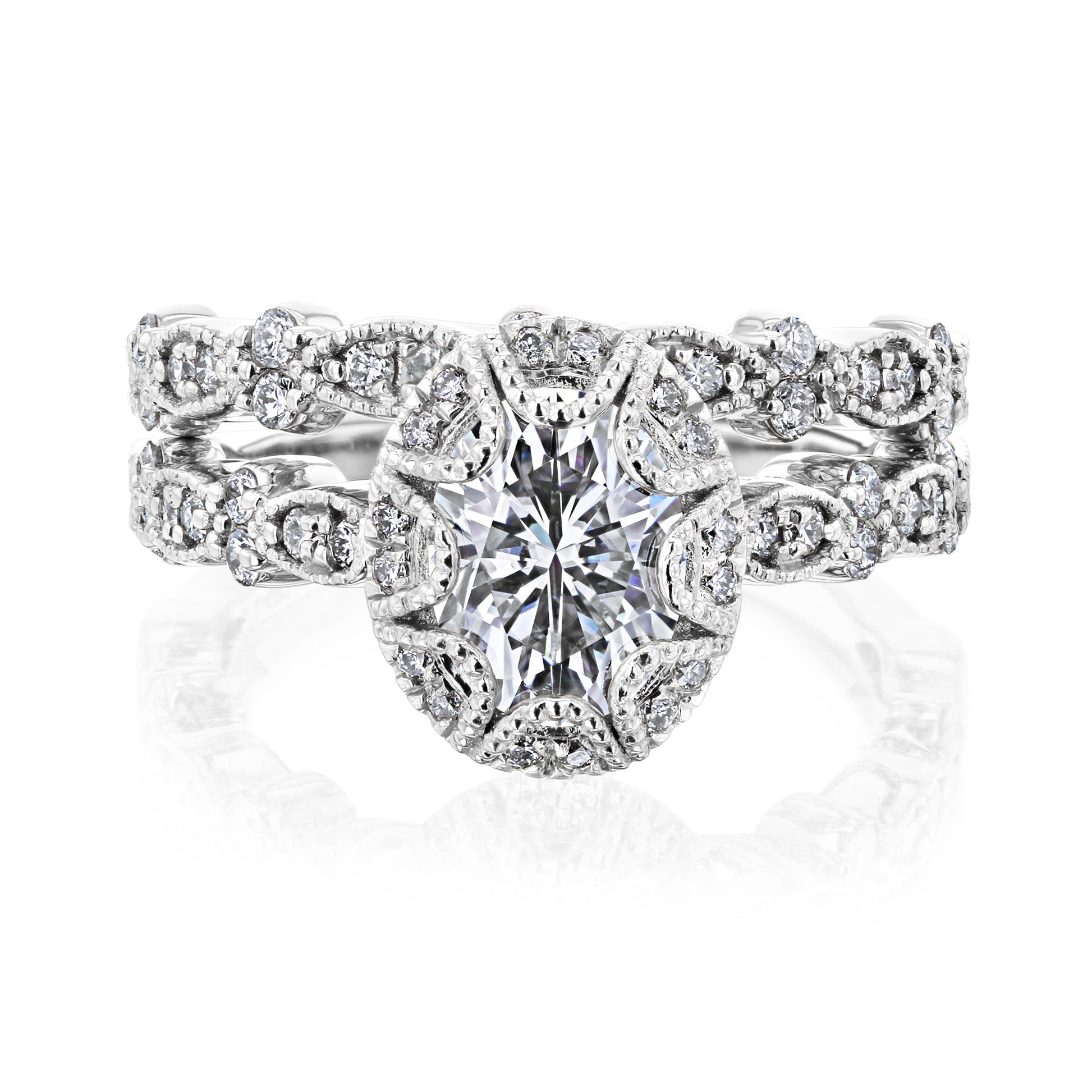Kobelli 1.50ct Oval Moissanite Bridal Set