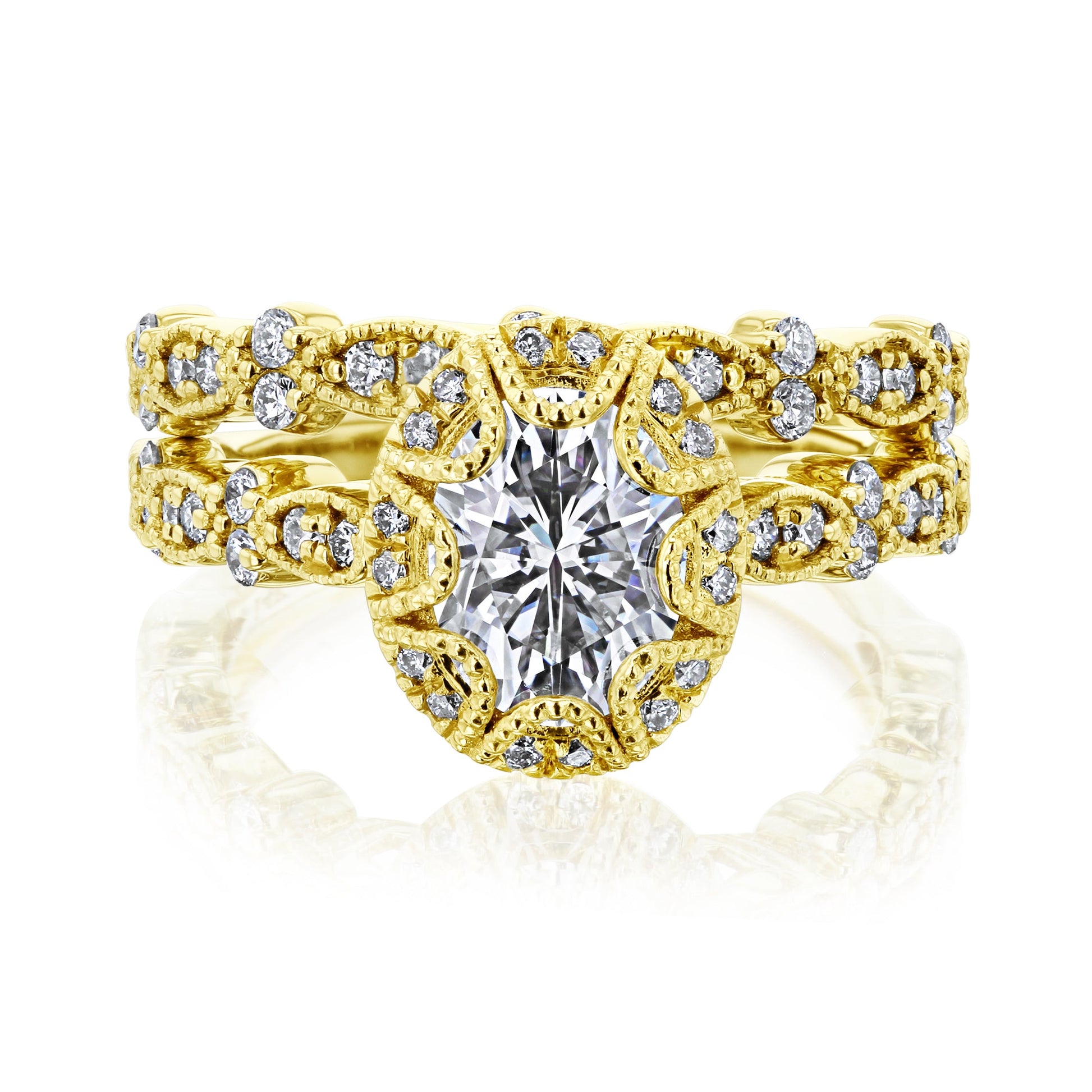 Kobelli 1.50ct Oval Moissanite Bridal Set