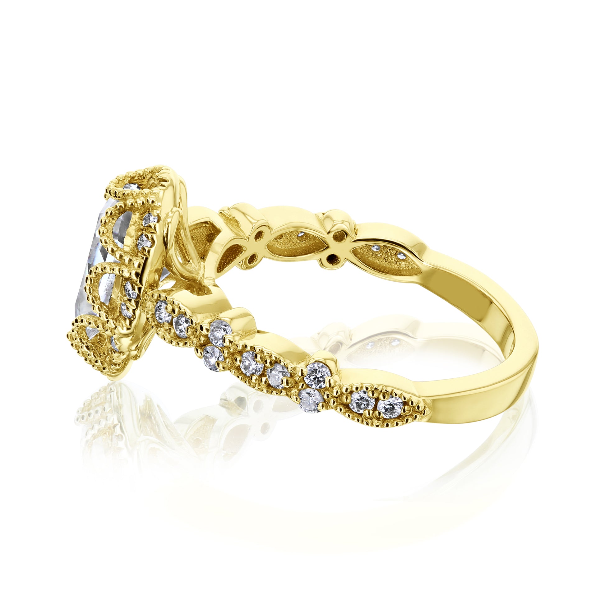 Kobelli Paisely 1.50-Carat Pear Halo Scallop Vintage Engagement Ring