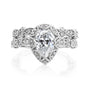 Kobelli Paisely 1.50-Carat Pear Halo Scallop Vintage Bridal Set Gold Rings