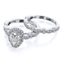 Kobelli Paisely 1.50-Carat Pear Halo Scallop Vintage Bridal Set Gold Rings