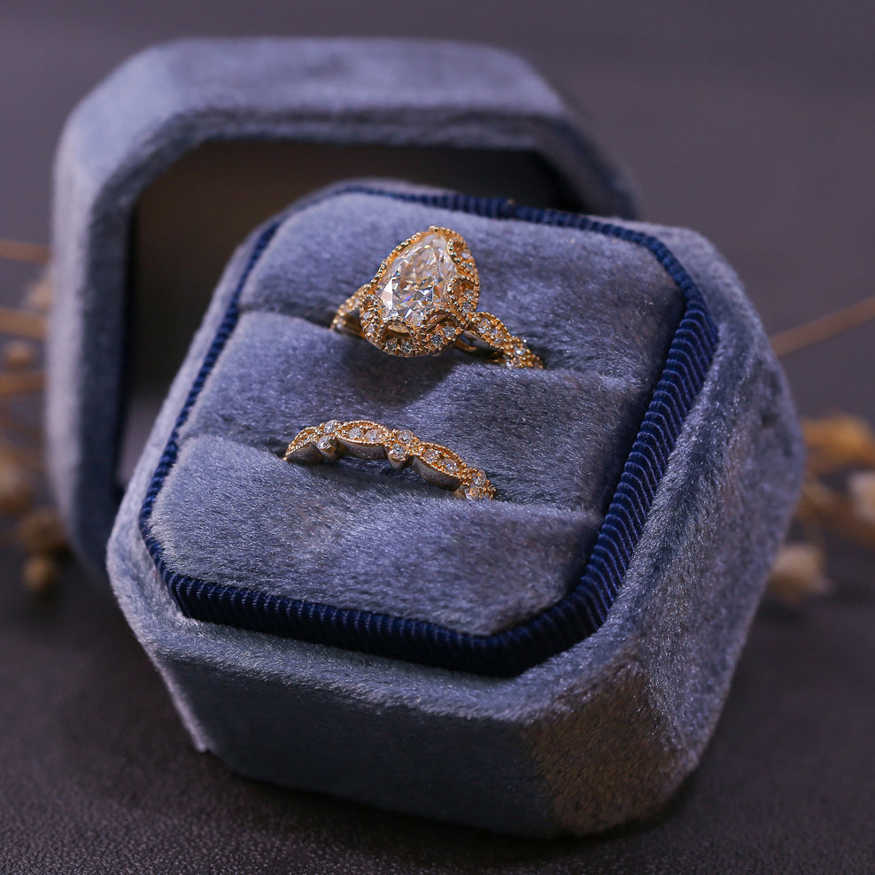 2 Carat Moissanite Paisely Bridal Set