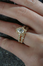 Kobelli Paisely 1.50-Carat Pear Halo Scallop Vintage Bridal Set Gold Rings