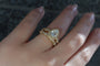 Kobelli Paisely 1.50-Carat Pear Halo Scallop Vintage Bridal Set Gold Rings
