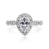 Paisely 1.50-Carat Pear Halo Scallop Vintage Engagement Ring
