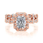 Kobelli Racquel 1.80-Carat Radiant Halo Scallop Vintage Gold Bridal Rings Set