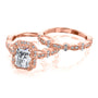 Kobelli Racquel 1.80-Carat Radiant Halo Scallop Vintage Gold Bridal Rings Set