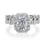 Kobelli Racquel 1.80-Carat Radiant Halo Scallop Vintage Gold Bridal Rings Set
