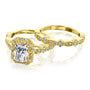 Kobelli Racquel 1.80-Carat Radiant Halo Scallop Vintage Gold Bridal Rings Set