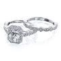 Kobelli Racquel 1.80-Carat Radiant Halo Scallop Vintage Gold Bridal Rings Set
