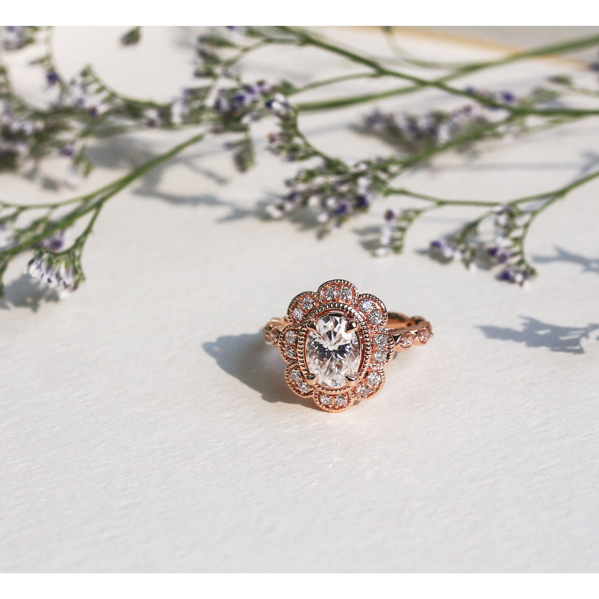 Kobelli Vintage Cathedral Rose Gold Engagement Ring