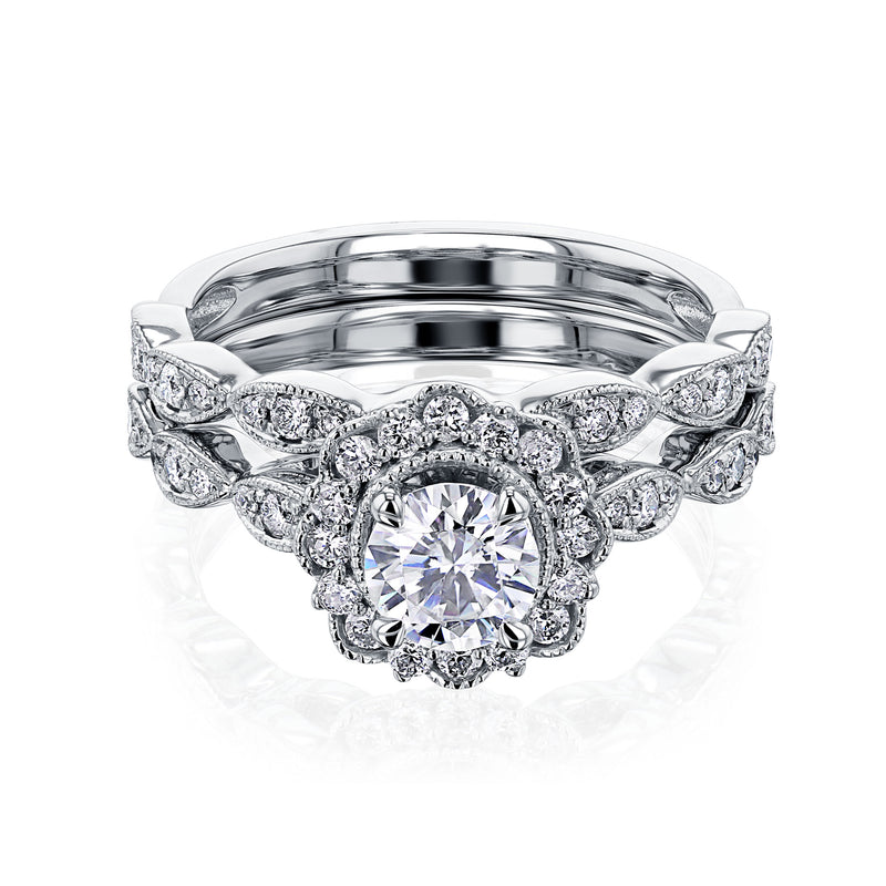 Princess Cut Vintage Engagement Ring with Wedding Band 14K Gold-I,I1  (I-J/I1-I2) – Glitz Design