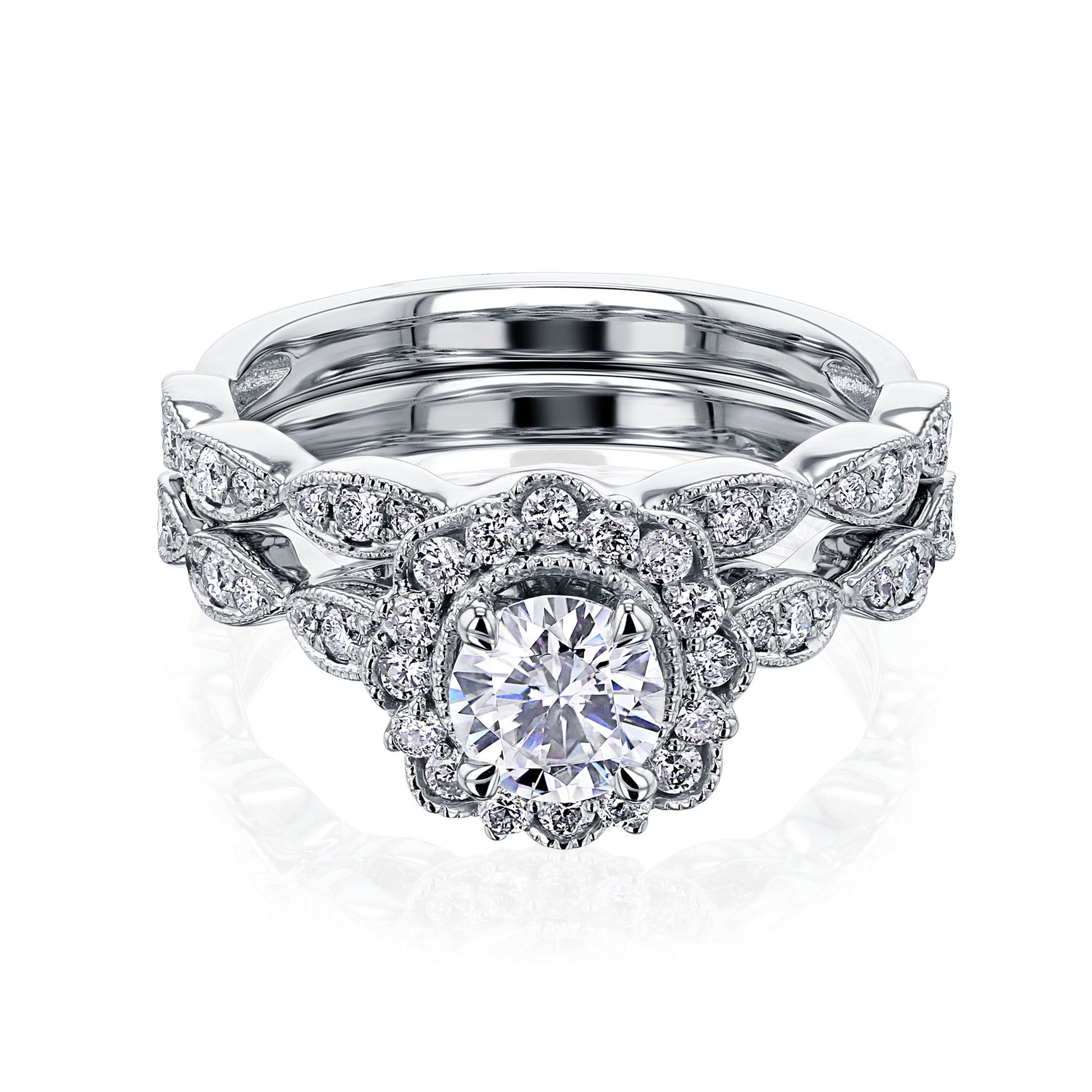 0.88 Carat Moissanite Floral Spring Bridal Set