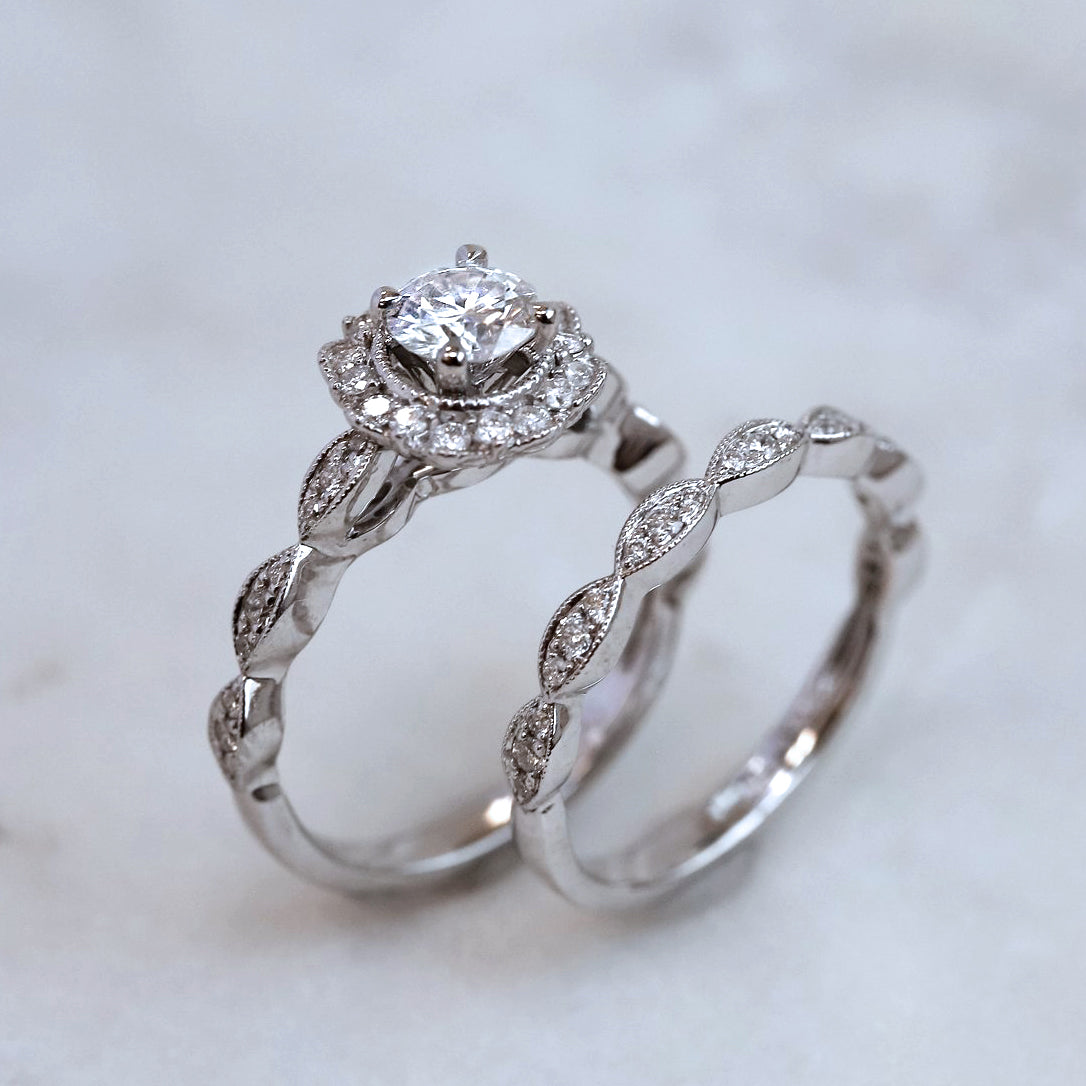 0.88 Carat Moissanite Floral Spring Bridal Set