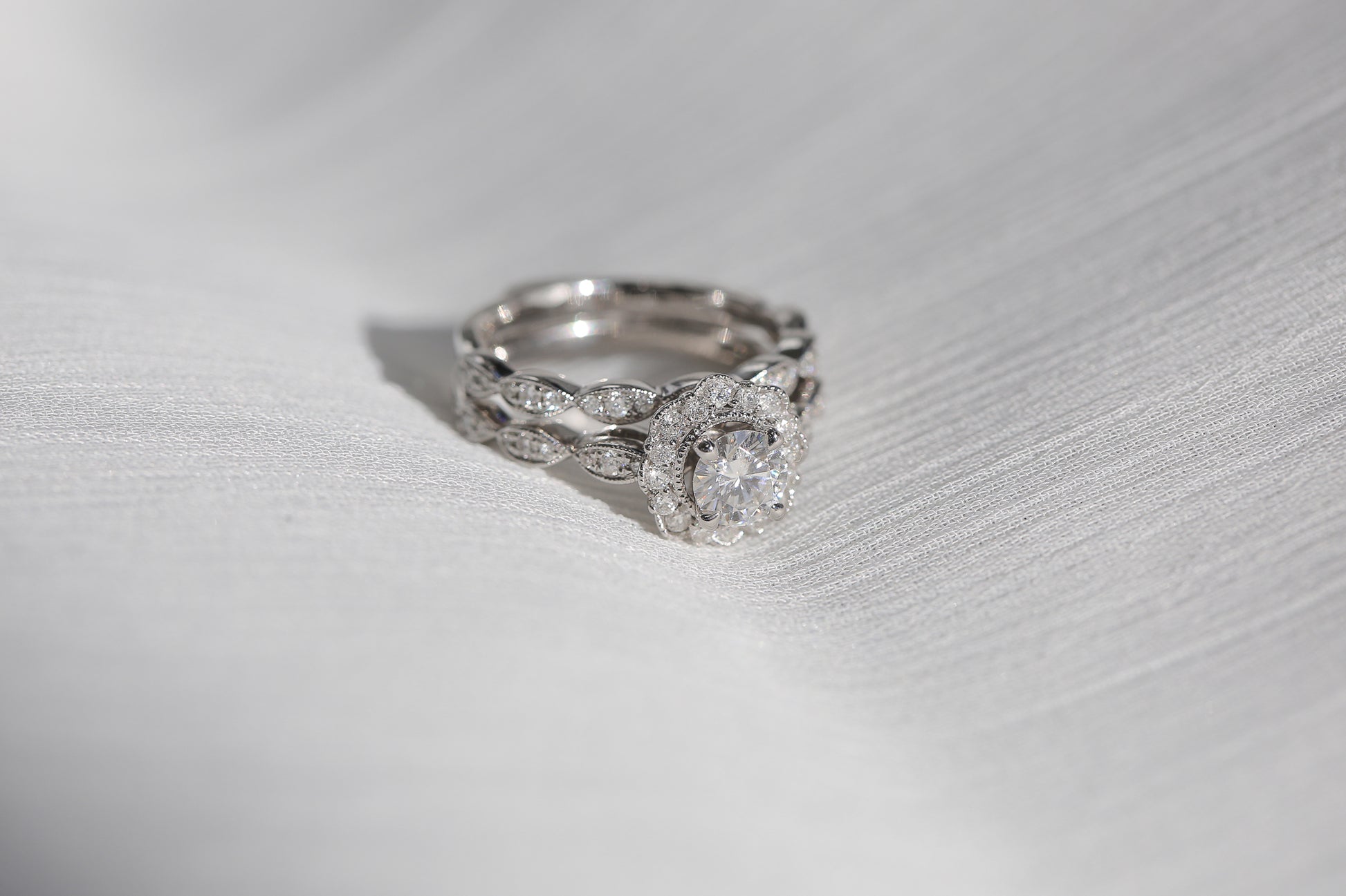 0.88 Carat Moissanite Floral Spring Bridal Set