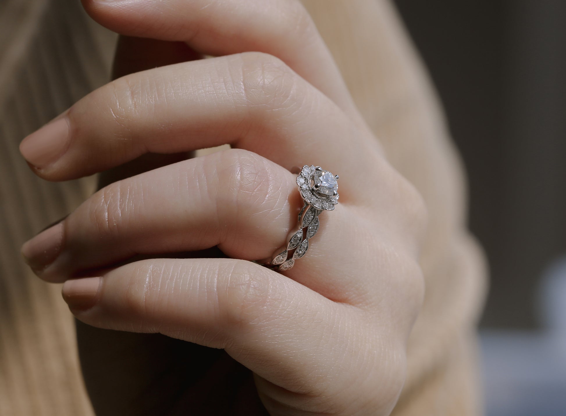 0.88 Carat Moissanite Floral Spring Bridal Set