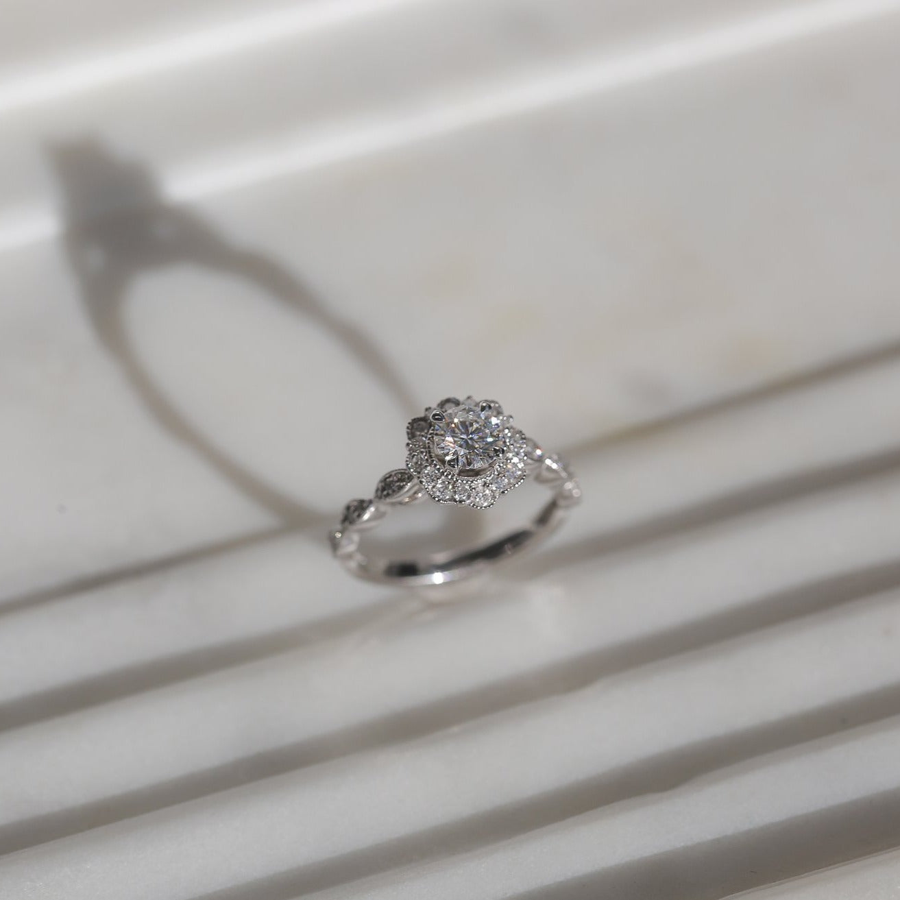 0.75 Carat Moissanite Floral Spring Ring