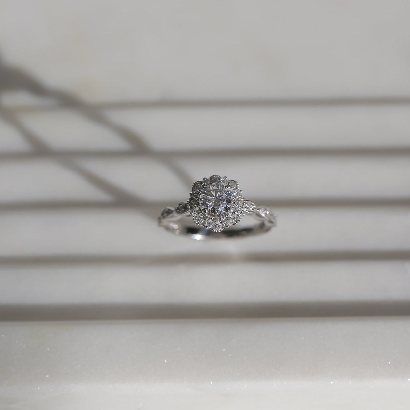 0.75 Carat Moissanite Floral Spring Ring