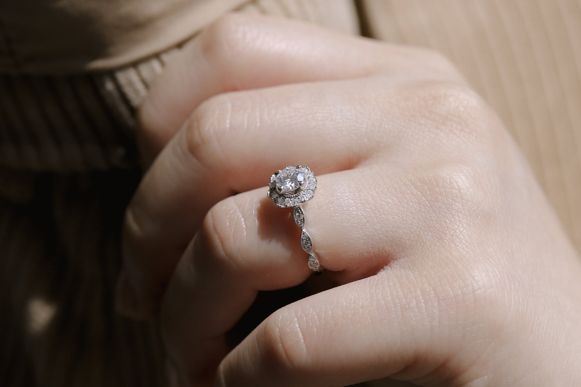 0.75 Carat Moissanite Floral Spring Ring