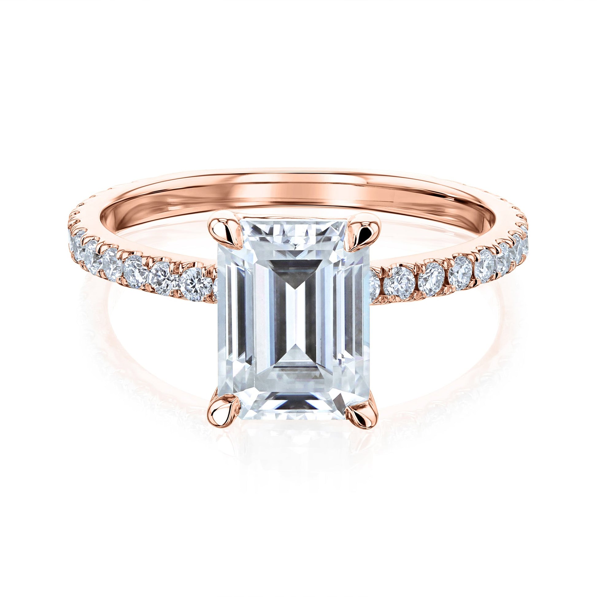 Kobelli Emerald Moissanite Butterfly Basket Engagement Ring