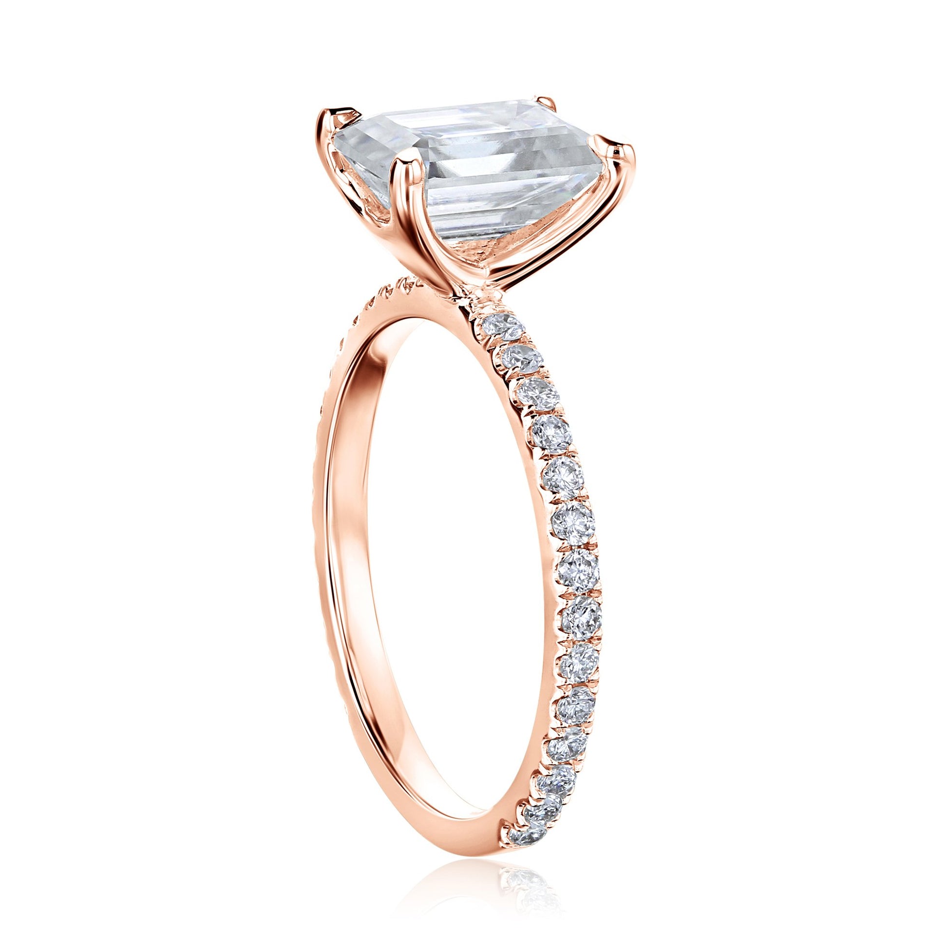 Kobelli Emerald Moissanite Butterfly Basket Engagement Ring