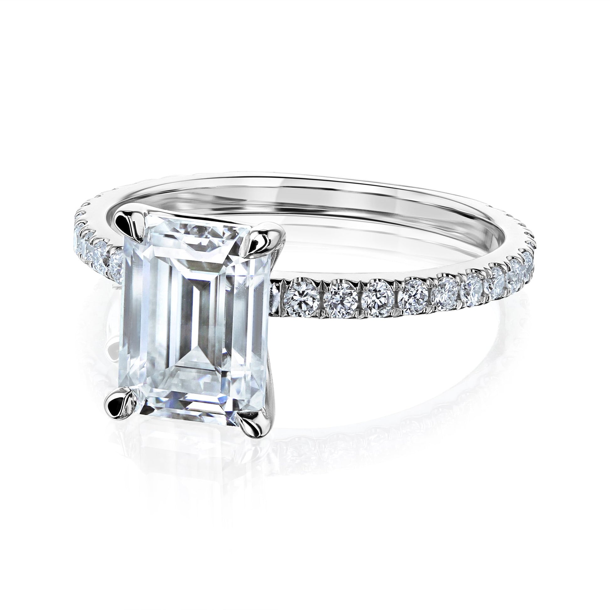Kobelli Emerald Moissanite Butterfly Basket Engagement Ring