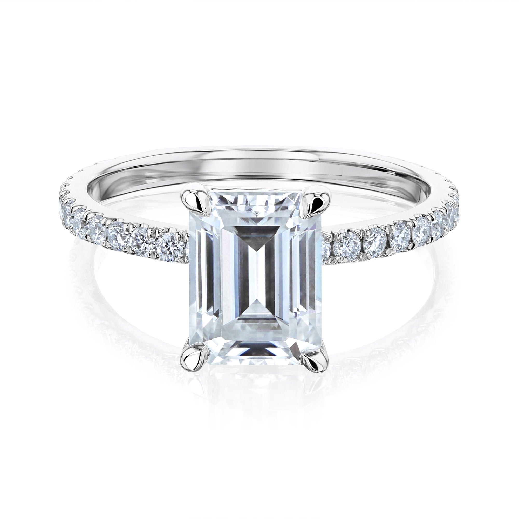 Kobelli Emerald Moissanite Butterfly Basket Engagement Ring