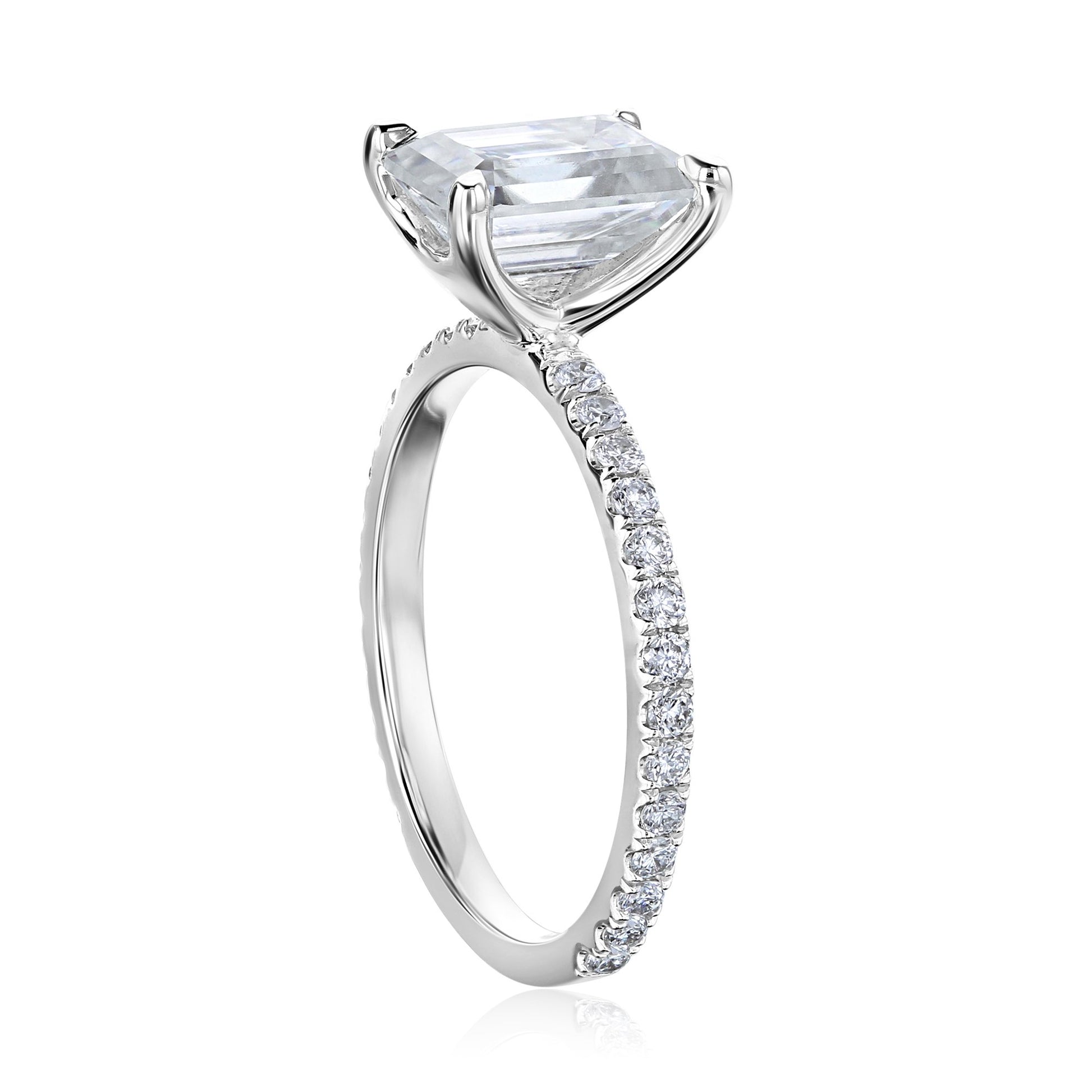 Kobelli Emerald Moissanite Butterfly Basket Engagement Ring