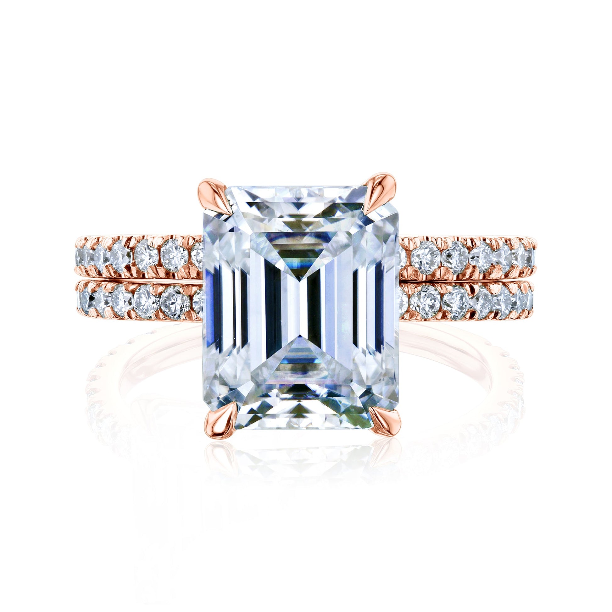 Kobelli Emerald Butterfly Prongs Floating Center Diamond Engagement Ring