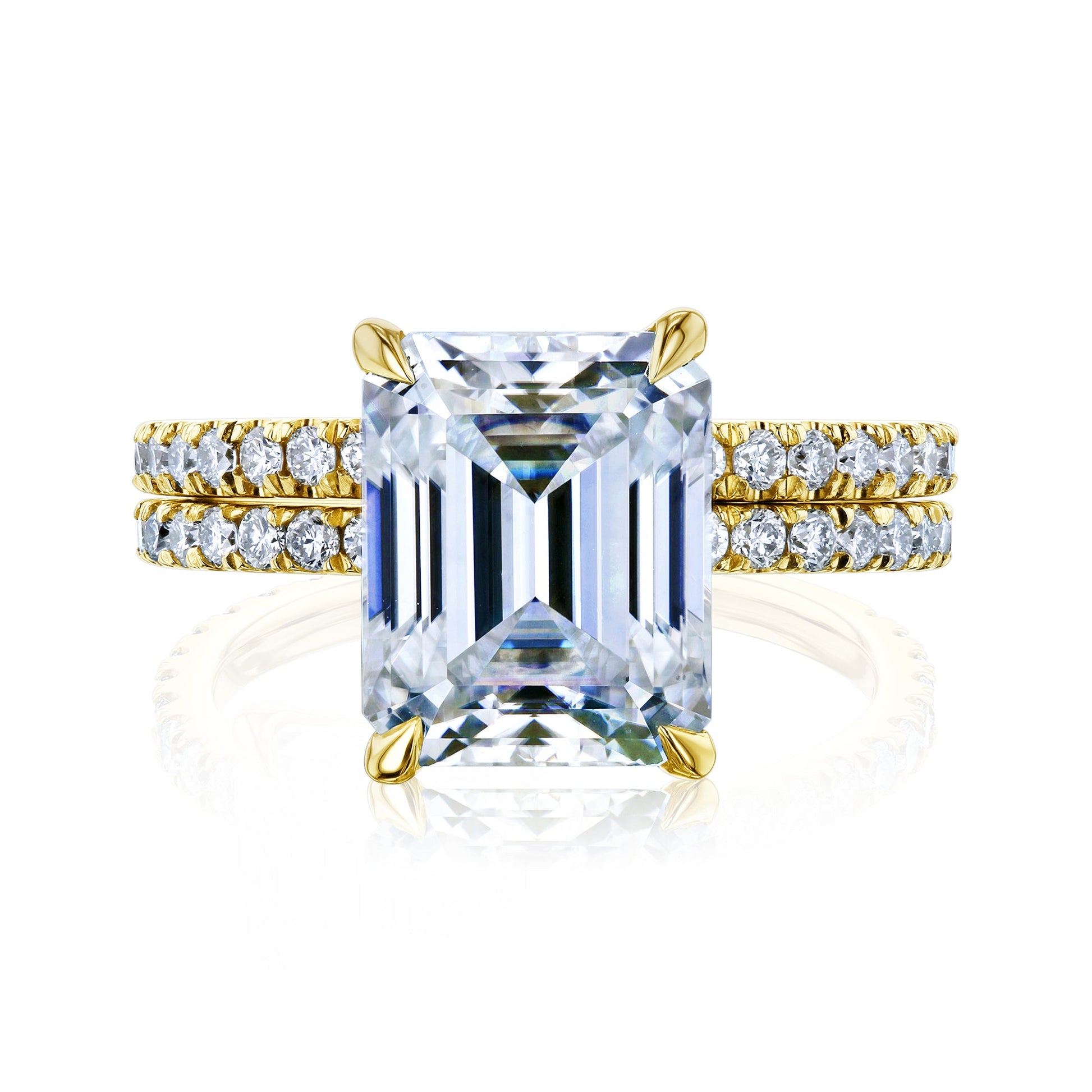 Kobelli Emerald Butterfly Prongs Floating Center Diamond Engagement Ring