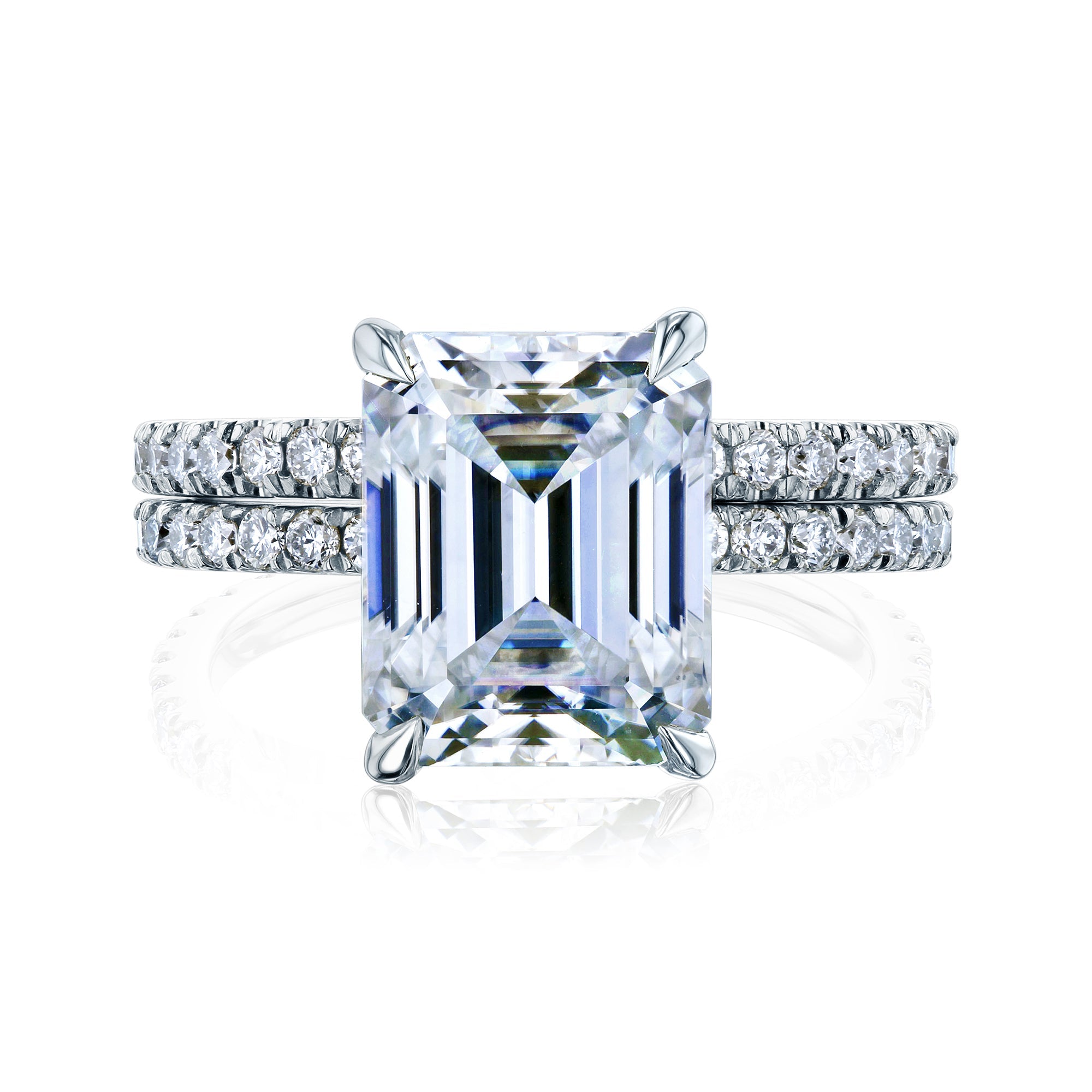 Kobelli Emerald Butterfly Prongs Floating Center Diamond Engagement Ring