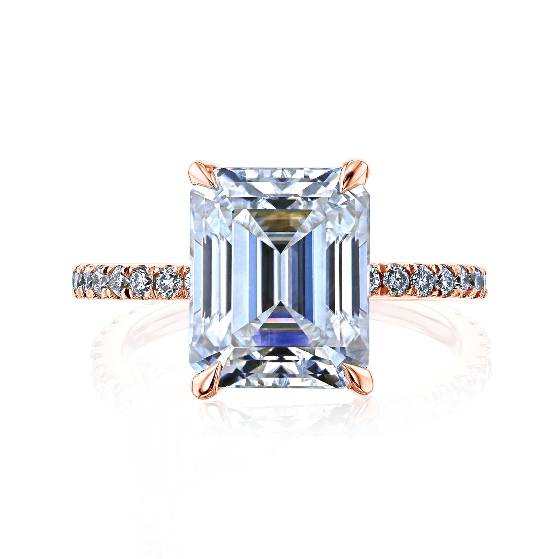 Kobelli Emerald Butterfly Prongs Floating Center Diamond Engagement Ring
