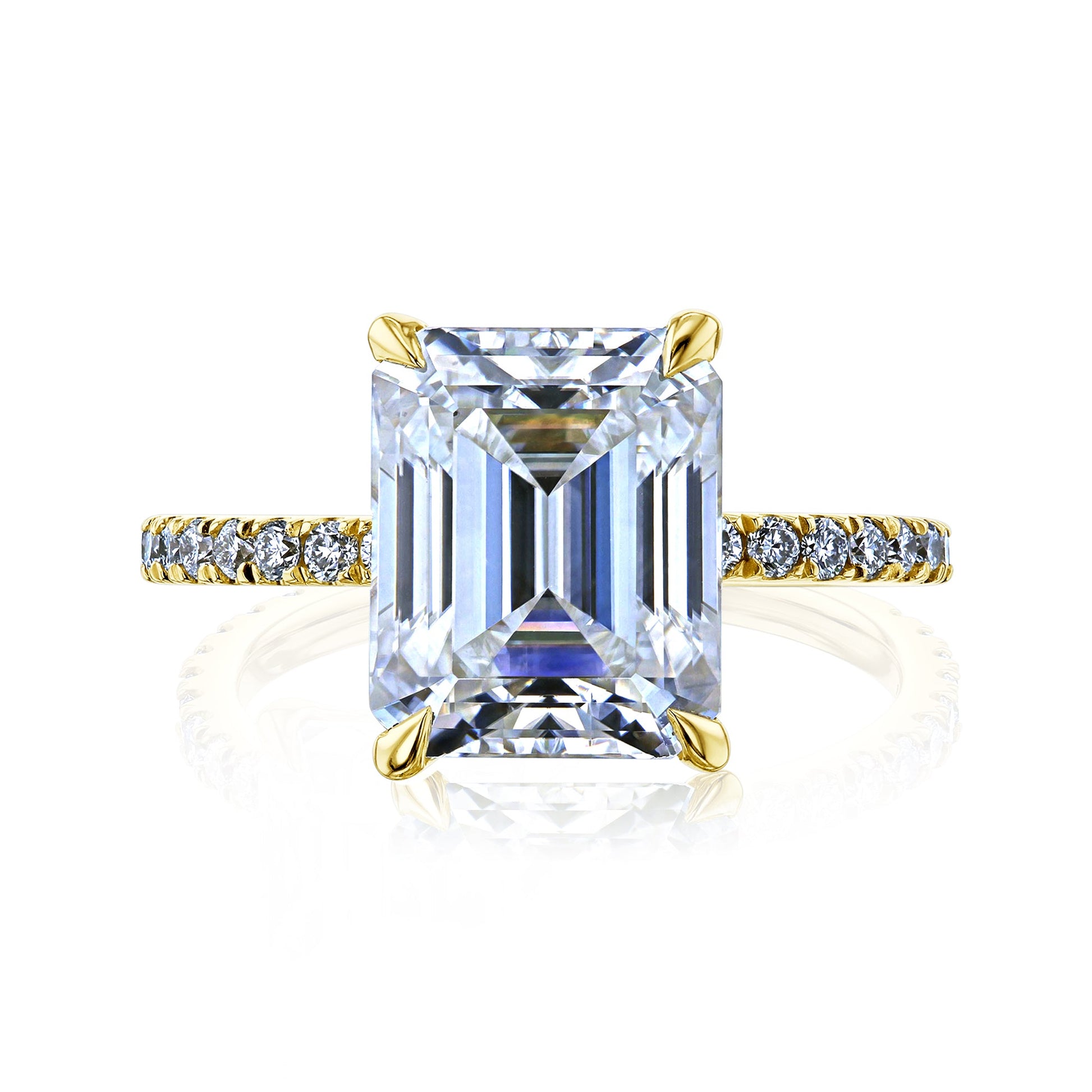 Kobelli Emerald Butterfly Prongs Floating Center Diamond Engagement Ring