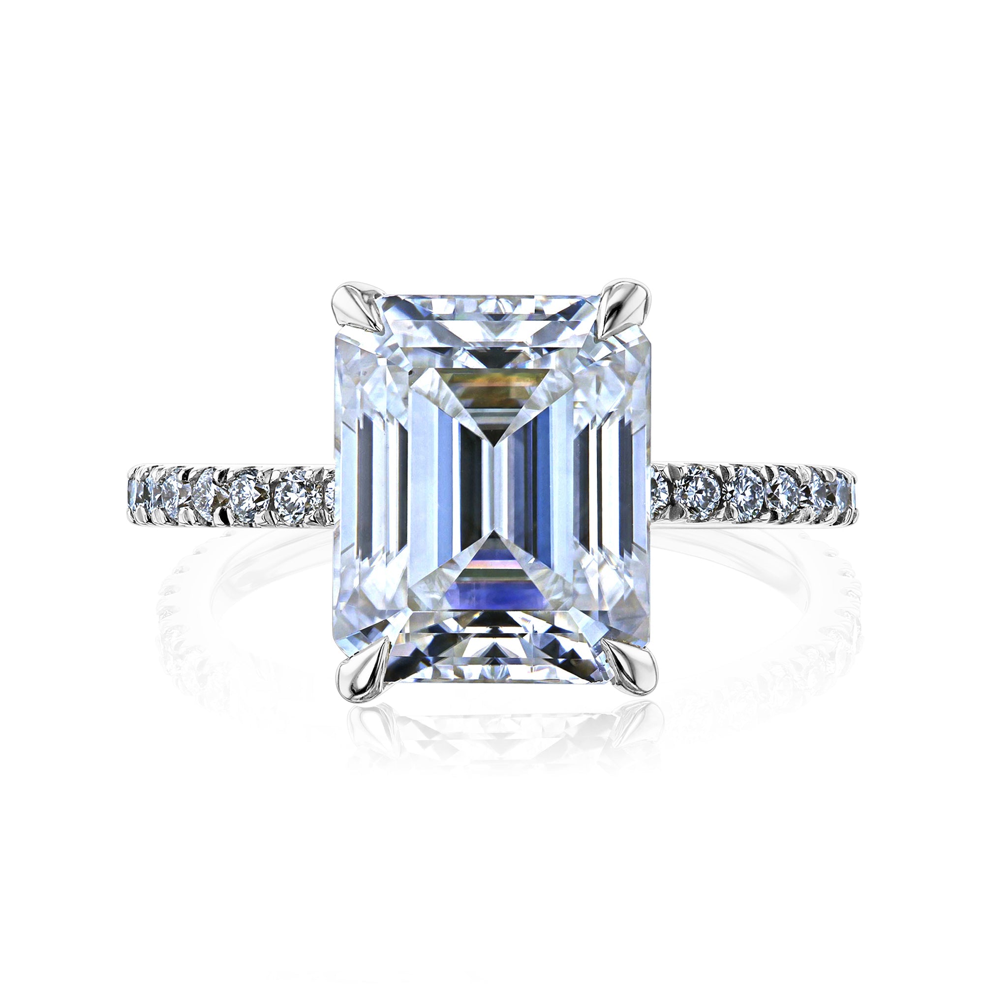 Kobelli Emerald Butterfly Prongs Floating Center Diamond Engagement Ring