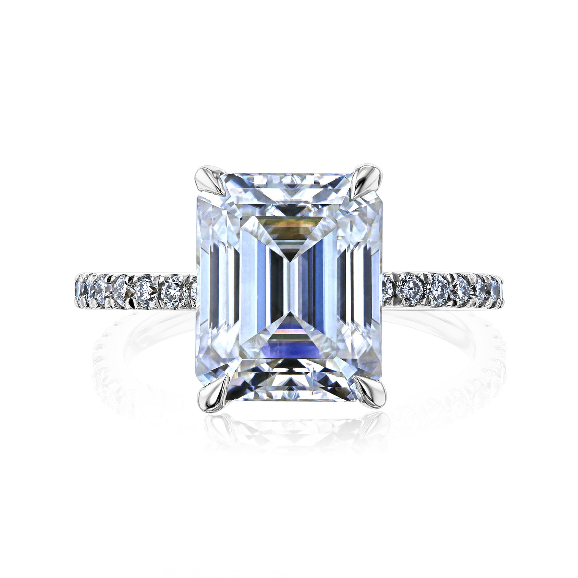 Kobelli Emerald Butterfly Prongs Floating Center Diamond Engagement Ring