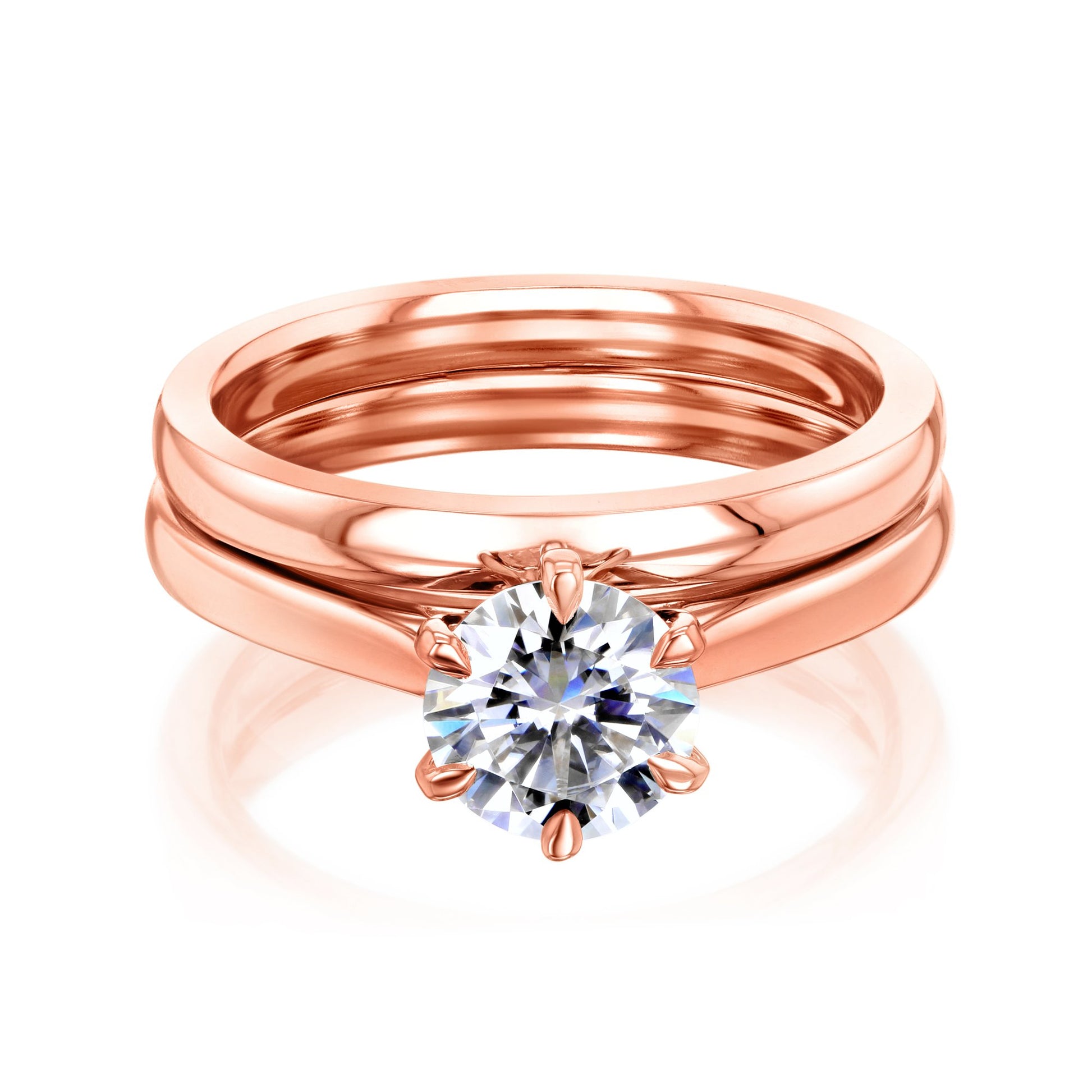 Kobelli 1ct Moissanite 6-Prong Solitaire Bridal Set