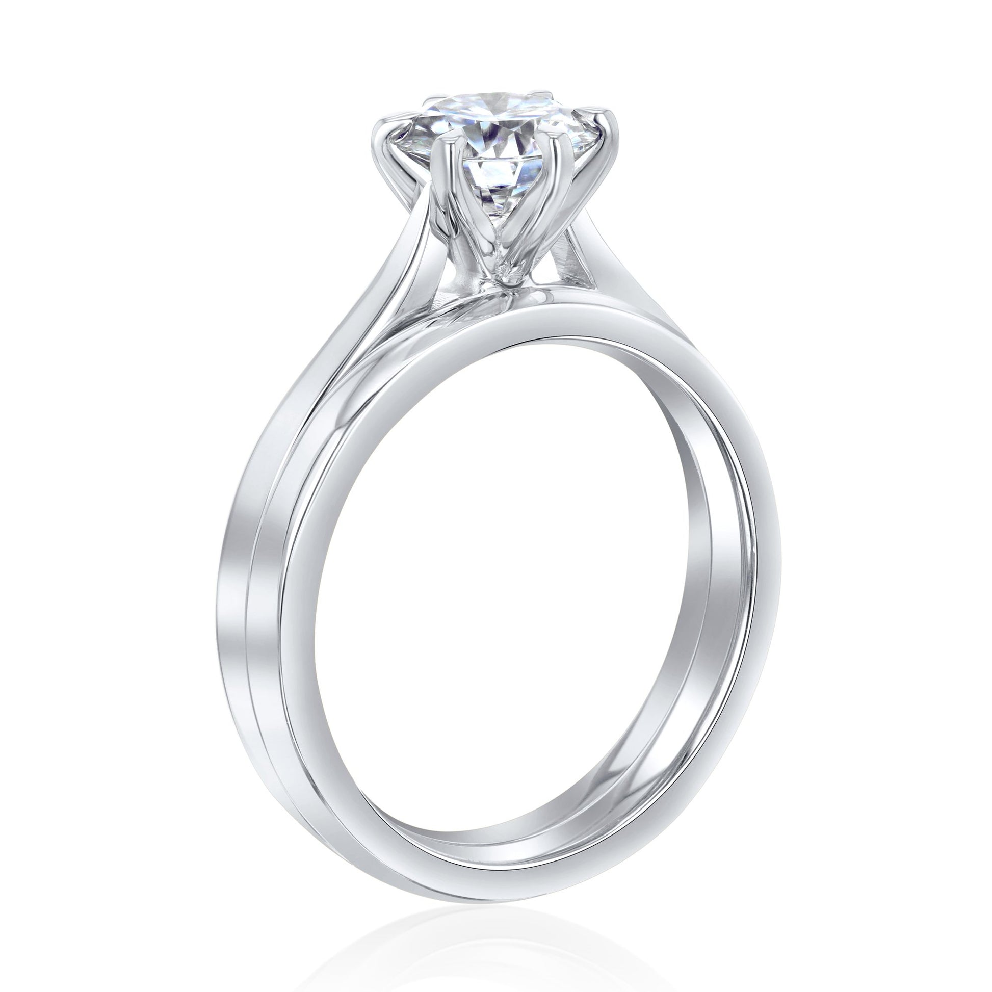 Kobelli 1ct Moissanite 6-Prong Solitaire Bridal Set