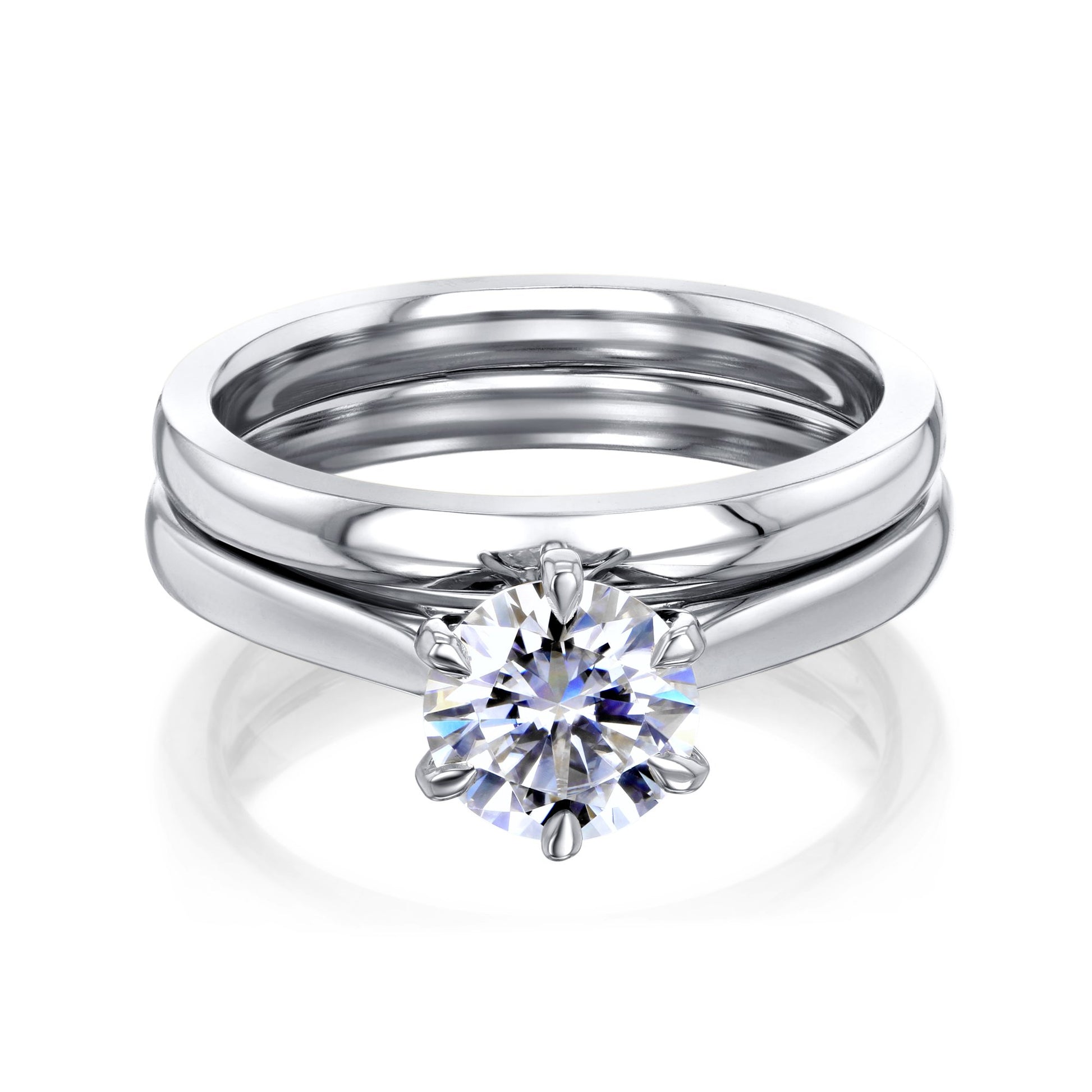 Kobelli 1ct Moissanite 6-Prong Solitaire Bridal Set