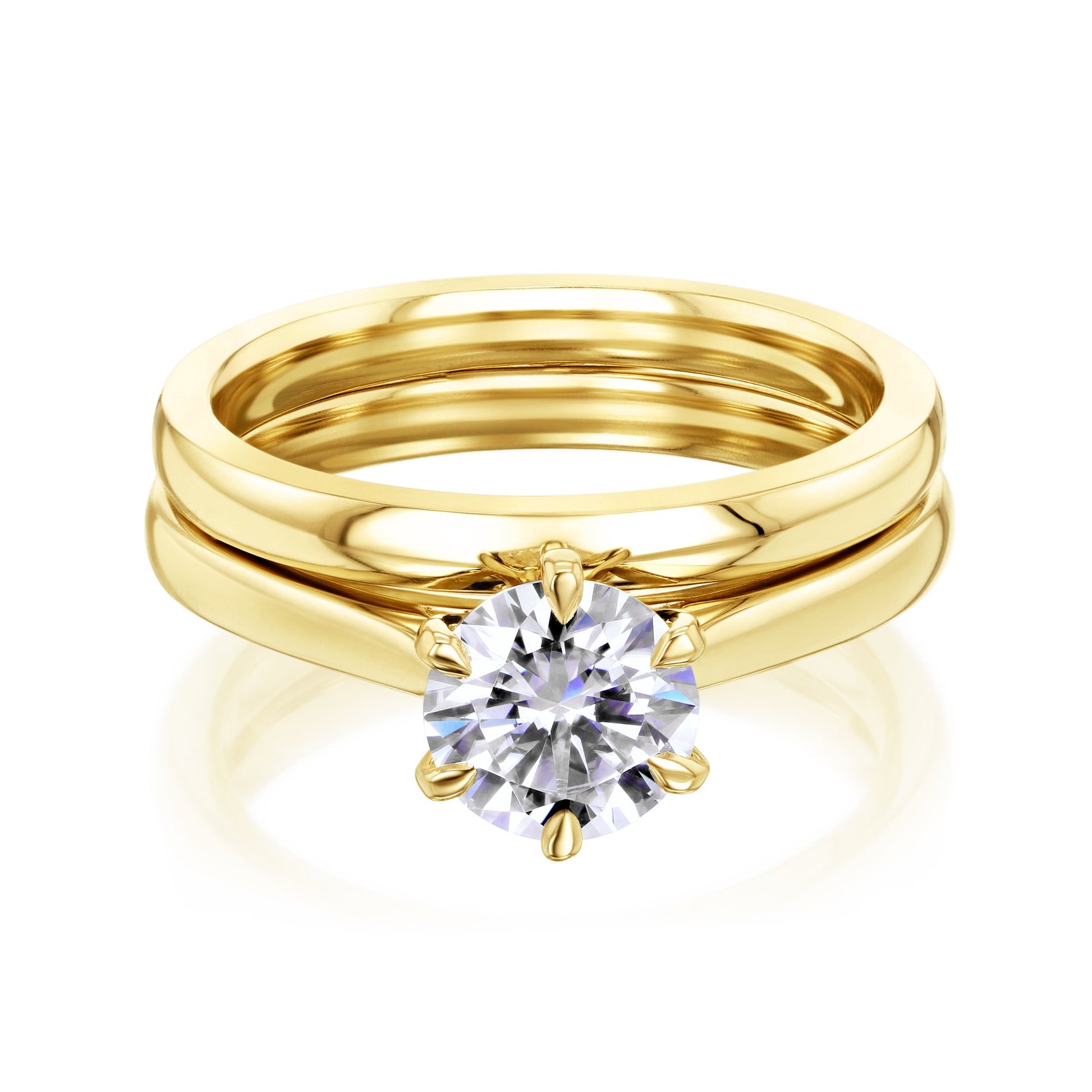 Kobelli 1ct Moissanite 6-Prong Solitaire Bridal Set