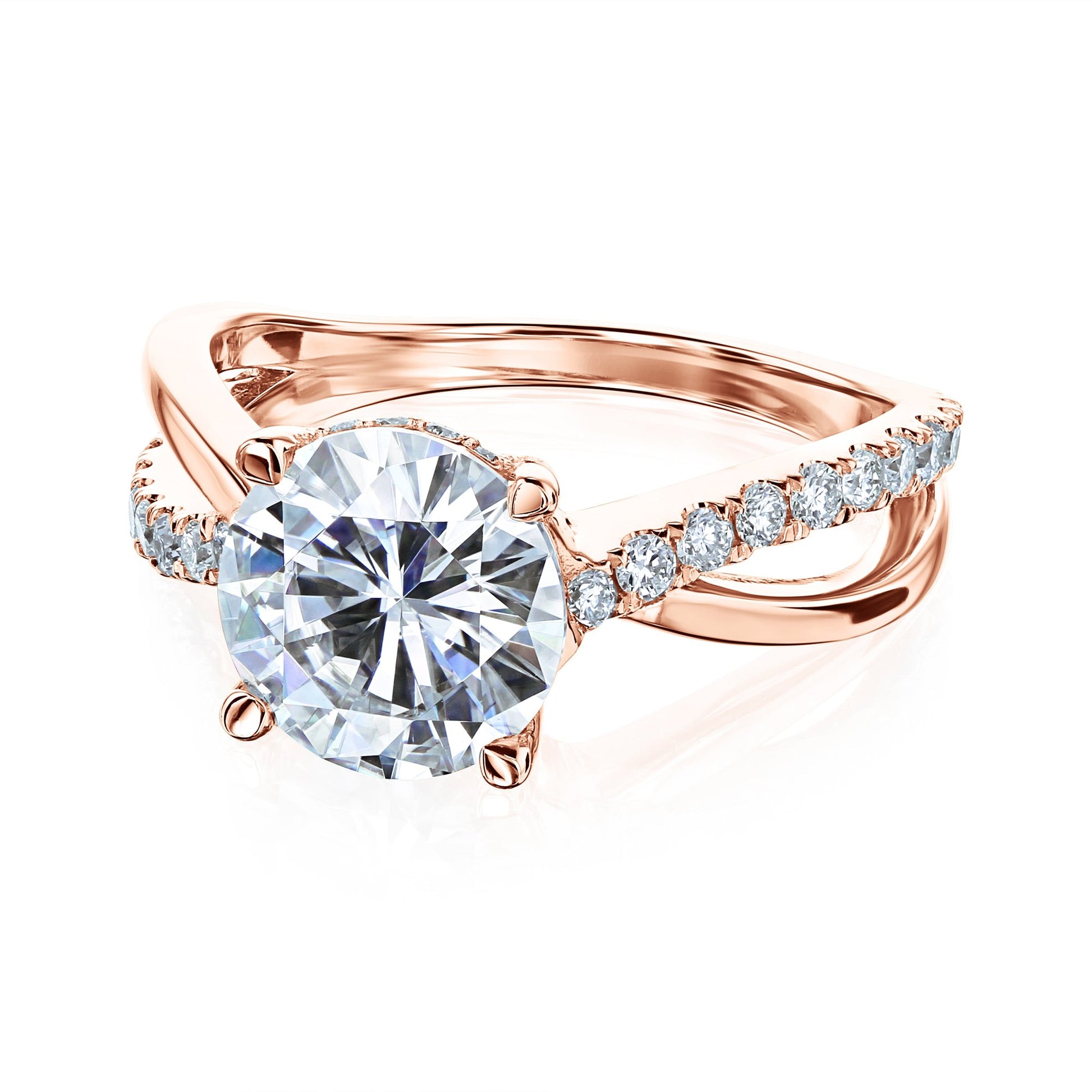 Kobelli 2 Carat Lab-grown Diamond Accented Ribbon Bypass Moissanite Engagement Ring