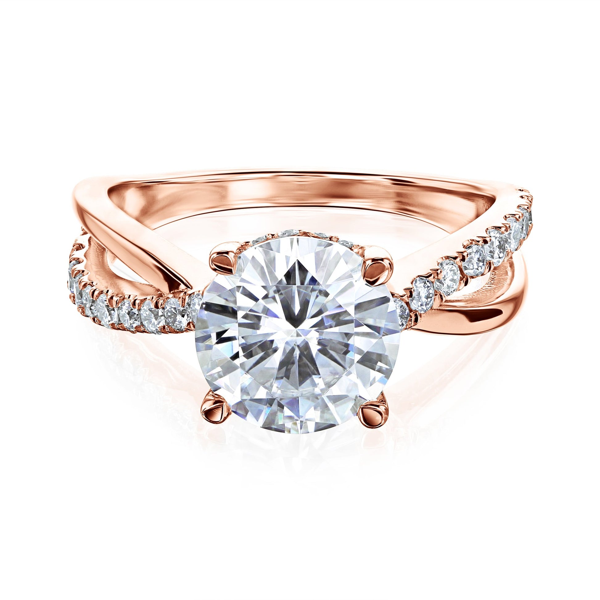 Kobelli 2 Carat Lab-grown Diamond Accented Ribbon Bypass Moissanite Engagement Ring