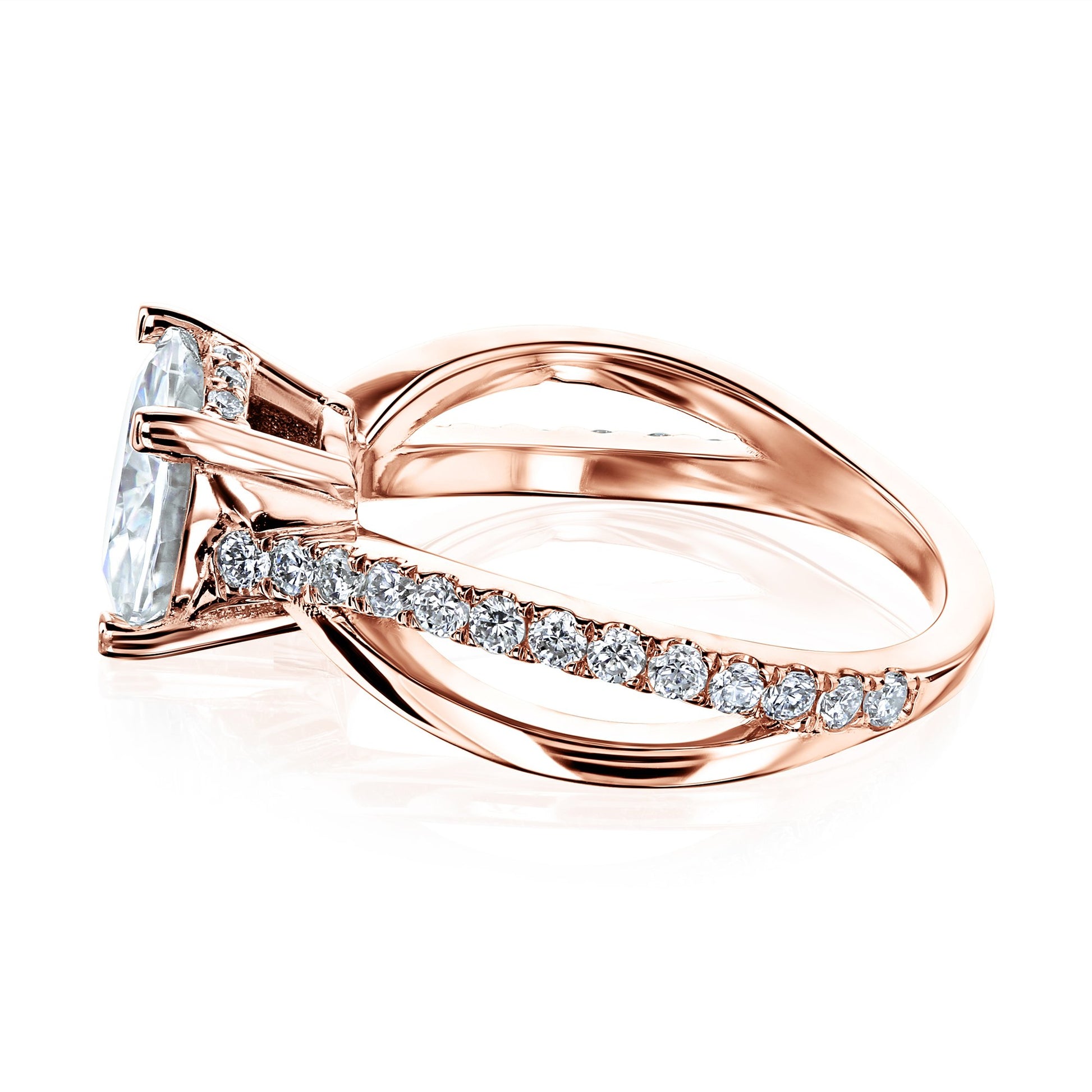 Kobelli 2 Carat Lab-grown Diamond Accented Ribbon Bypass Moissanite Engagement Ring