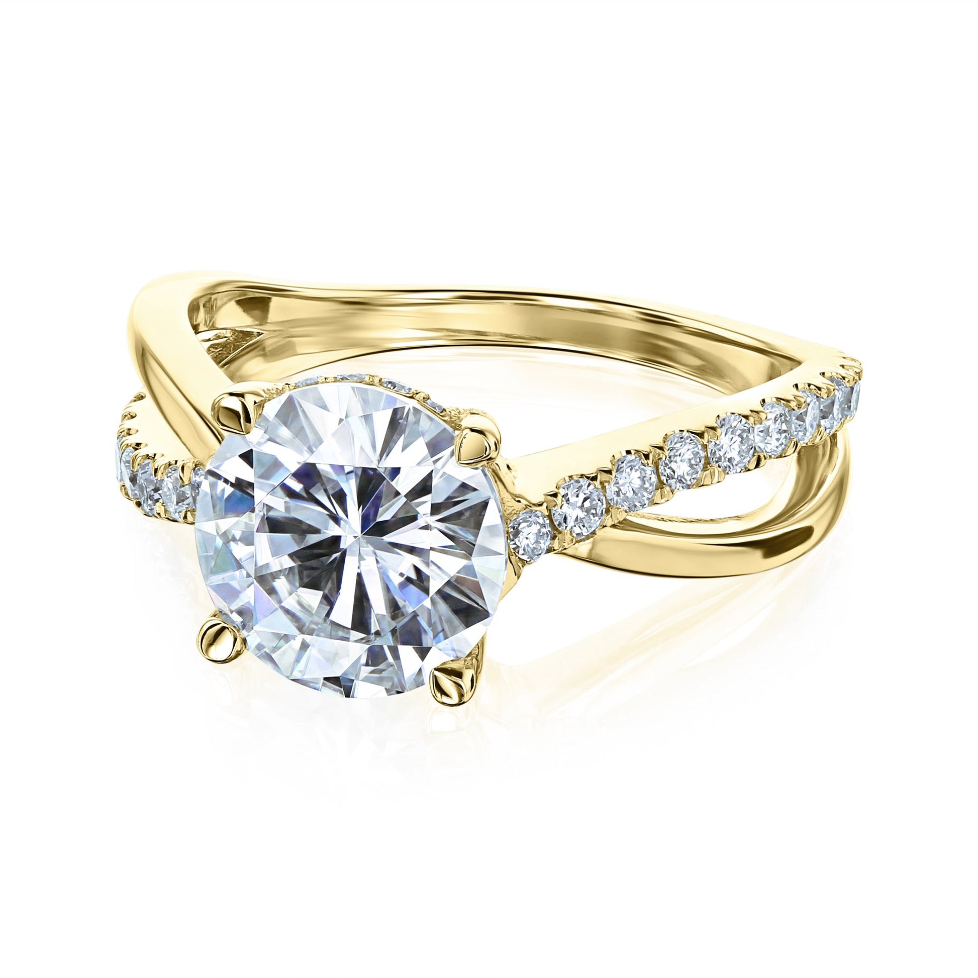 Kobelli 2 Carat Lab-grown Diamond Accented Ribbon Bypass Moissanite Engagement Ring