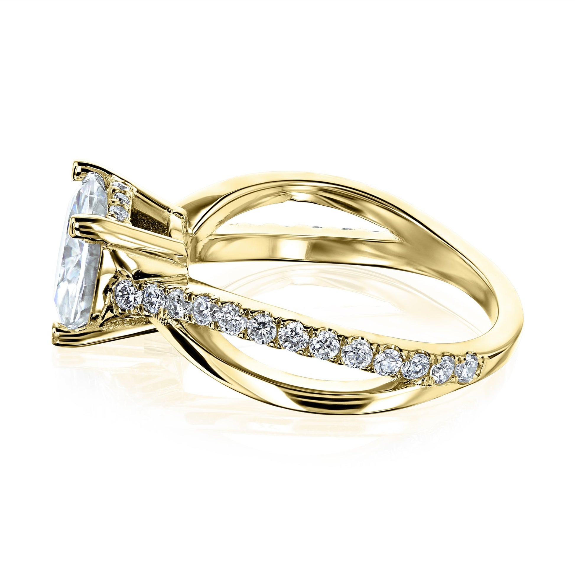 Kobelli 2 Carat Lab-grown Diamond Accented Ribbon Bypass Moissanite Engagement Ring