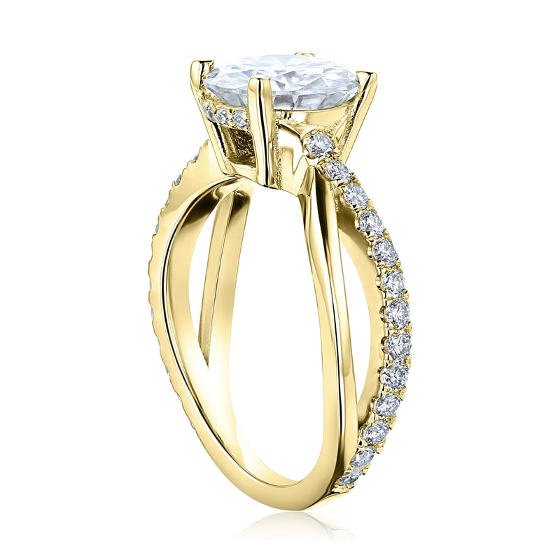 Kobelli 2 Carat Lab-grown Diamond Accented Ribbon Bypass Moissanite Engagement Ring
